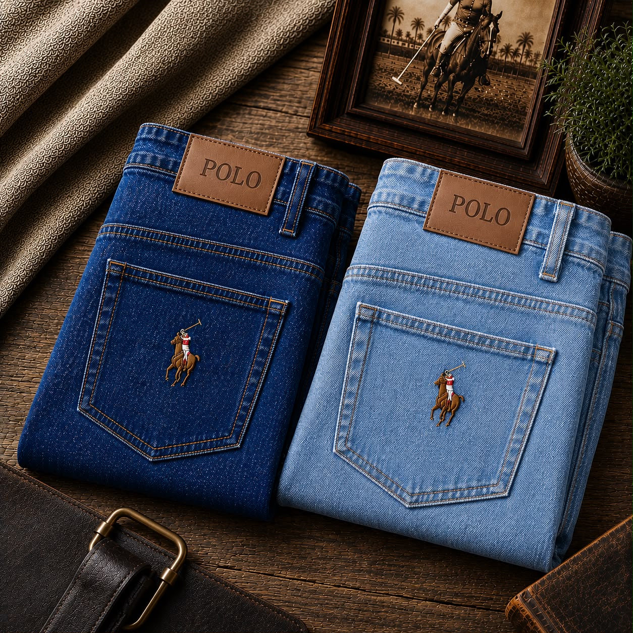 Men's Premium Denim Jeans Combo – Dark Indigo & Light Wash Blue