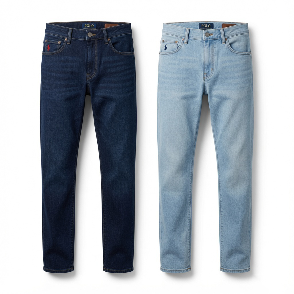 Men's Casual Slim Fit Denim Jeans Combo – Mid Blue & Ice Blue