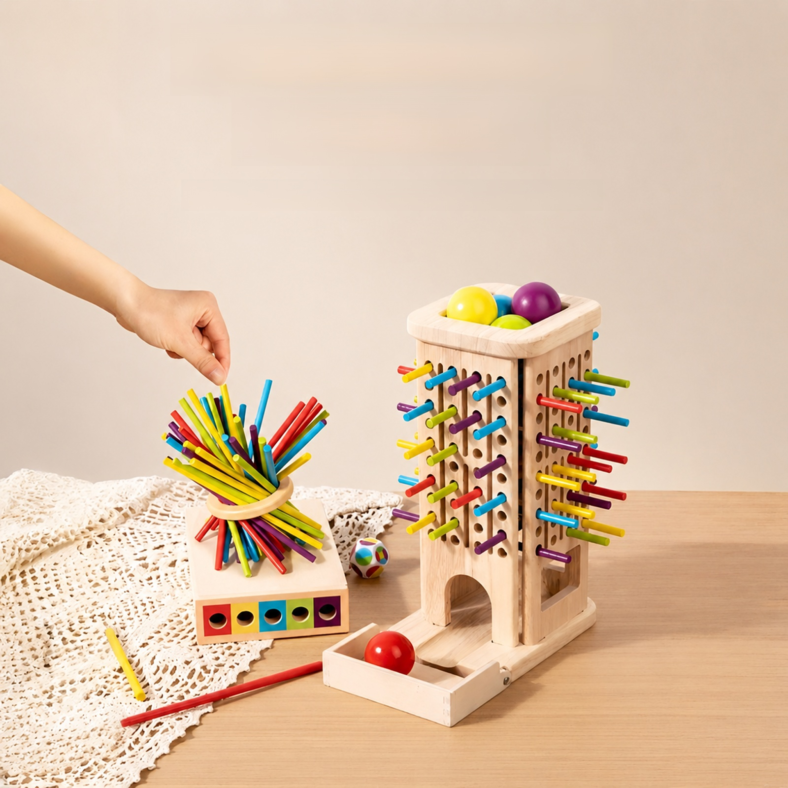Color-sorting wooden toys