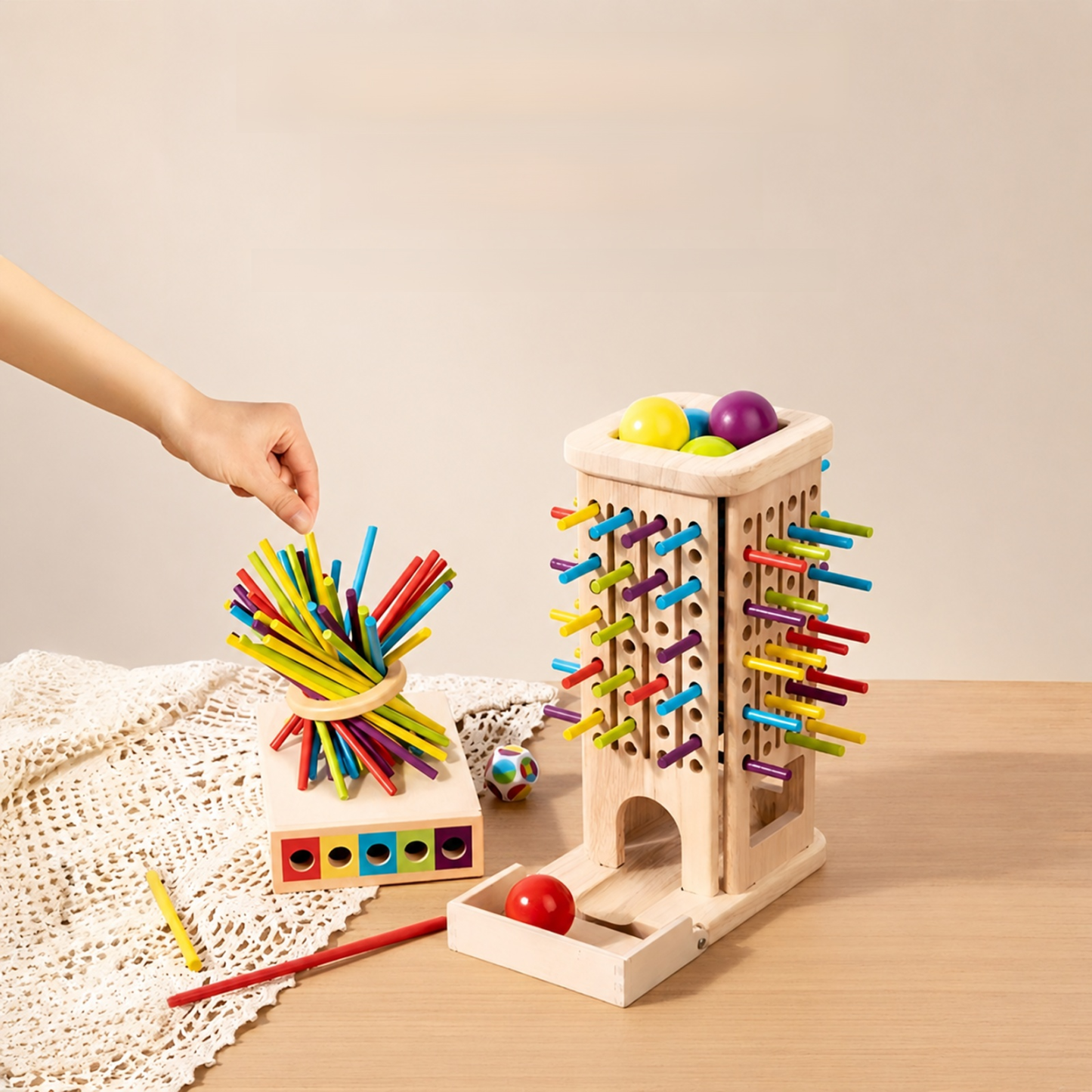 Color-sorting wooden toys