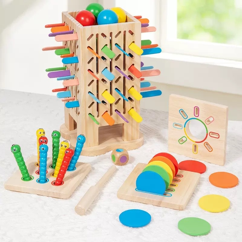Color-sorting wooden toys