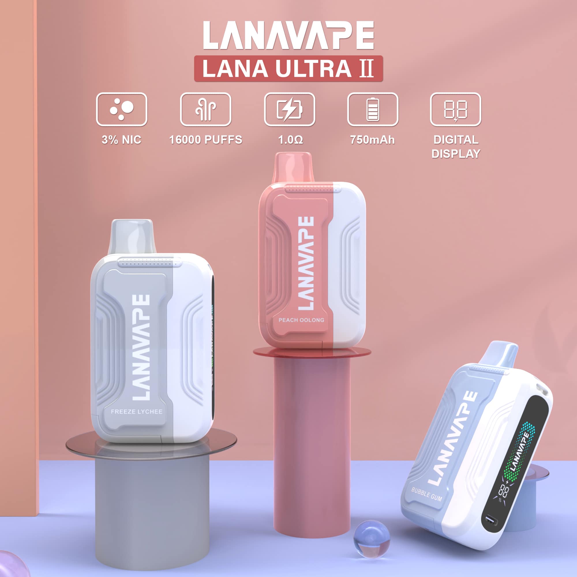 【LANA 16000口 獨立規格煙彈】買3顆送1主機/電池，10ML超大容量，磁吸設計更方便，750mAh可充電超大續航，台灣本地快速寄送