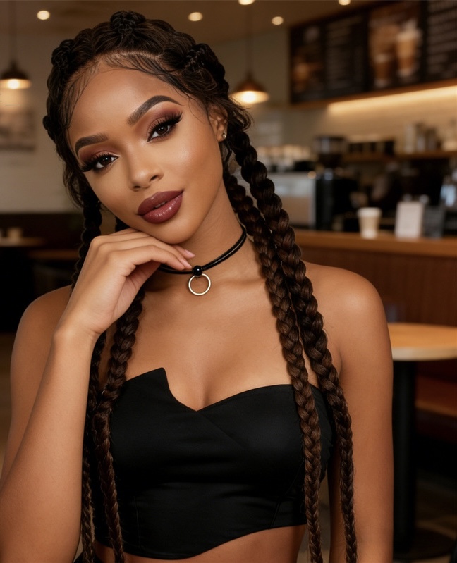 Front Lace Braided Wig — 80cm Long Faux Locs (Dreadlocks) — Full-Head African-Style Synthetic Wig for Women