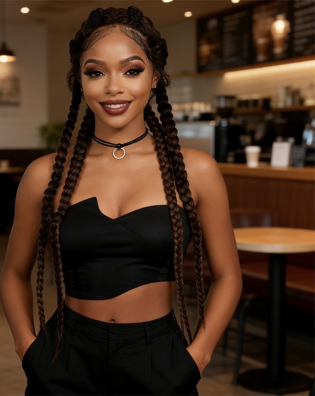Front Lace Braided Wig — 80cm Long Faux Locs (Dreadlocks) — Full-Head African-Style Synthetic Wig for Women