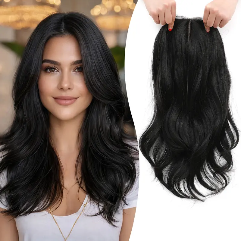 18 Inch Loose Wavy Hair Topper for Women – Lightweight Clip-In Topper with Natural Scalp Look, Seamless Coverage & Volume for Everyday Wear