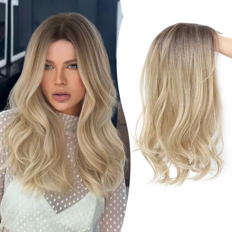 18 Inch Loose Wavy Hair Topper for Women – Lightweight Clip-In Topper with Natural Scalp Look, Seamless Coverage & Volume for Everyday Wear