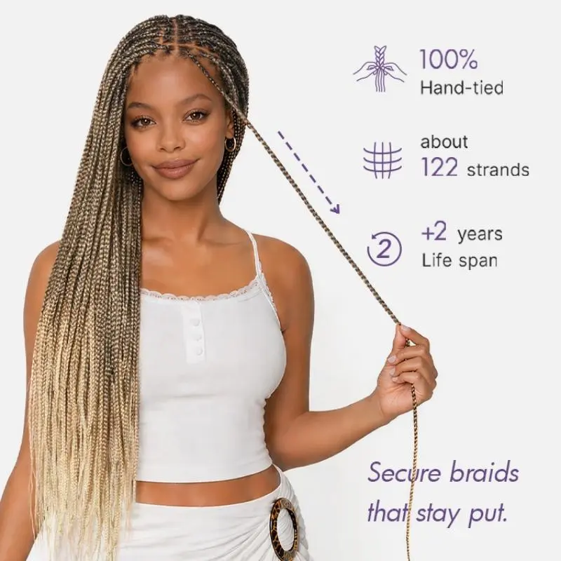 [New Arrival] Salon Braids Super Natural Scalp Full HD Lace Knotless Box Braided Wig Flexi-Fit Invisi Drawstring Cap Miracle Knots Limited Time Offer