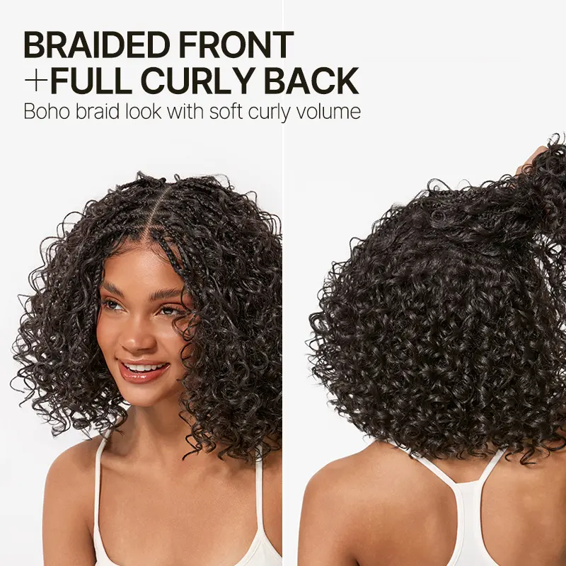 13x6 HD Pre-Cut Lace Wig | Glueless, Wear & Go, Boho Braids Water Wave Wig – Premium Fiber, Beginner Friendly