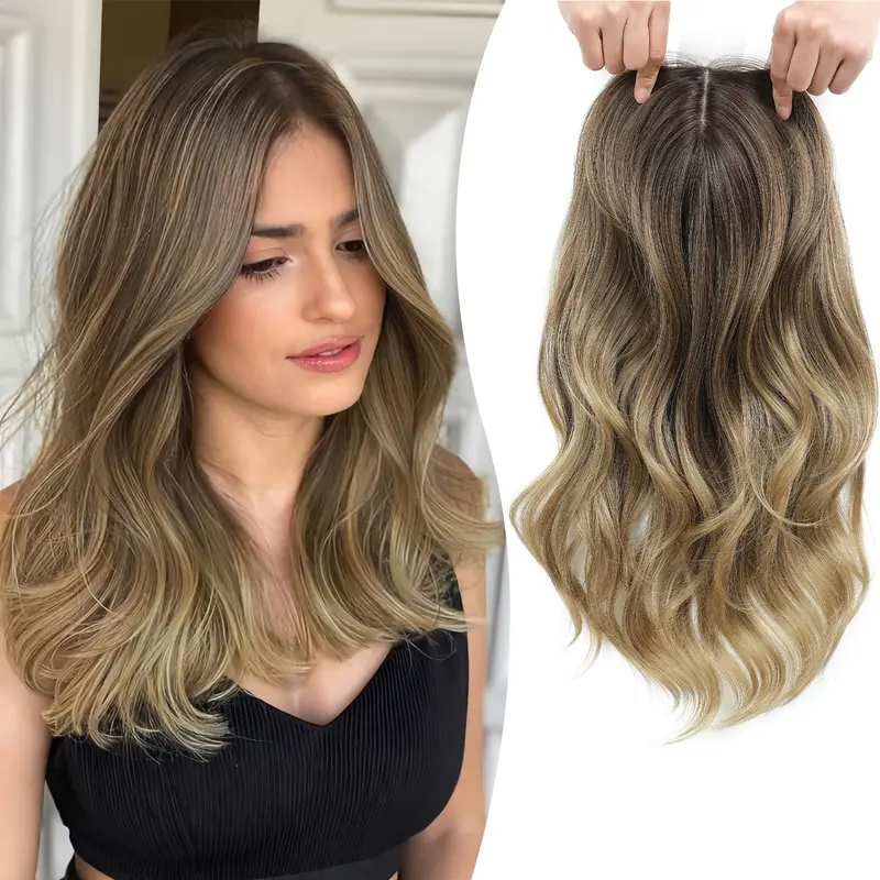 18 Inch Loose Wavy Hair Topper for Women – Lightweight Clip-In Topper with Natural Scalp Look, Seamless Coverage & Volume for Everyday Wear