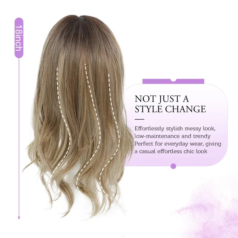 18 Inch Loose Wavy Hair Topper for Women – Lightweight Clip-In Topper with Natural Scalp Look, Seamless Coverage & Volume for Everyday Wear