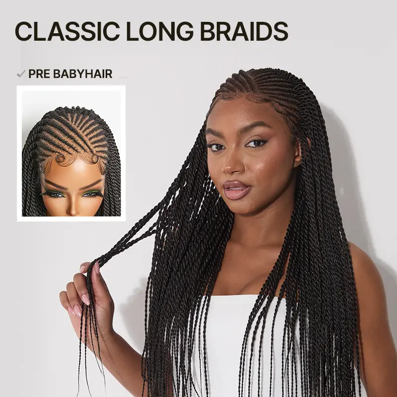 [New Arrival] Fiber 13×5 Lace Front Glueless Braided Wig – Two-Strand Twist Braids Style, Beginner Friendly #tiktok shop spring glow up