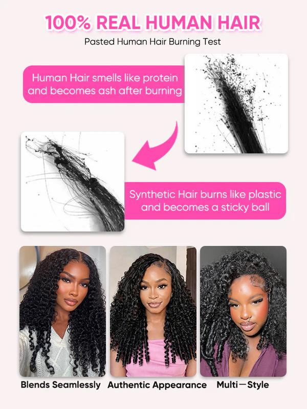 Crochet Extensions Human Hair Miracle Knots Pre-Separated 50g per Pack 45-50 Strands per Pack Knotless Boho Braids 4-5 Packs for Full Head Burmese Curly Textures Wig with Crochet Hook