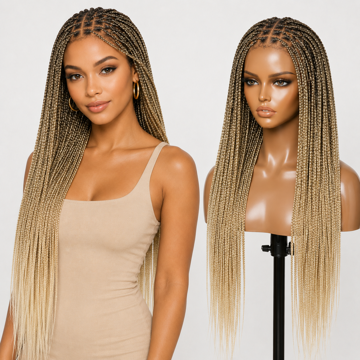 [New Arrival] Salon Braids Super Natural Scalp Full HD Lace Knotless Box Braided Wig Flexi-Fit Invisi Drawstring Cap Miracle Knots Limited Time Offer