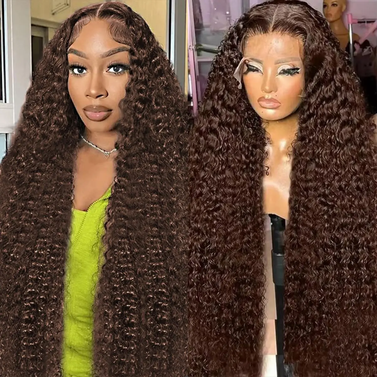 Colorful 30in 13X6 Chocolate Brown Deep Wave HD Transparent Lace Front Wigs Human Hair 99J Red Burgundy Colored Deep Wigs 4/27 Highlight Ombre Human Hair Curly Wigs Black Deep Wigs Pre Plucked With Baby Hair Summervibes