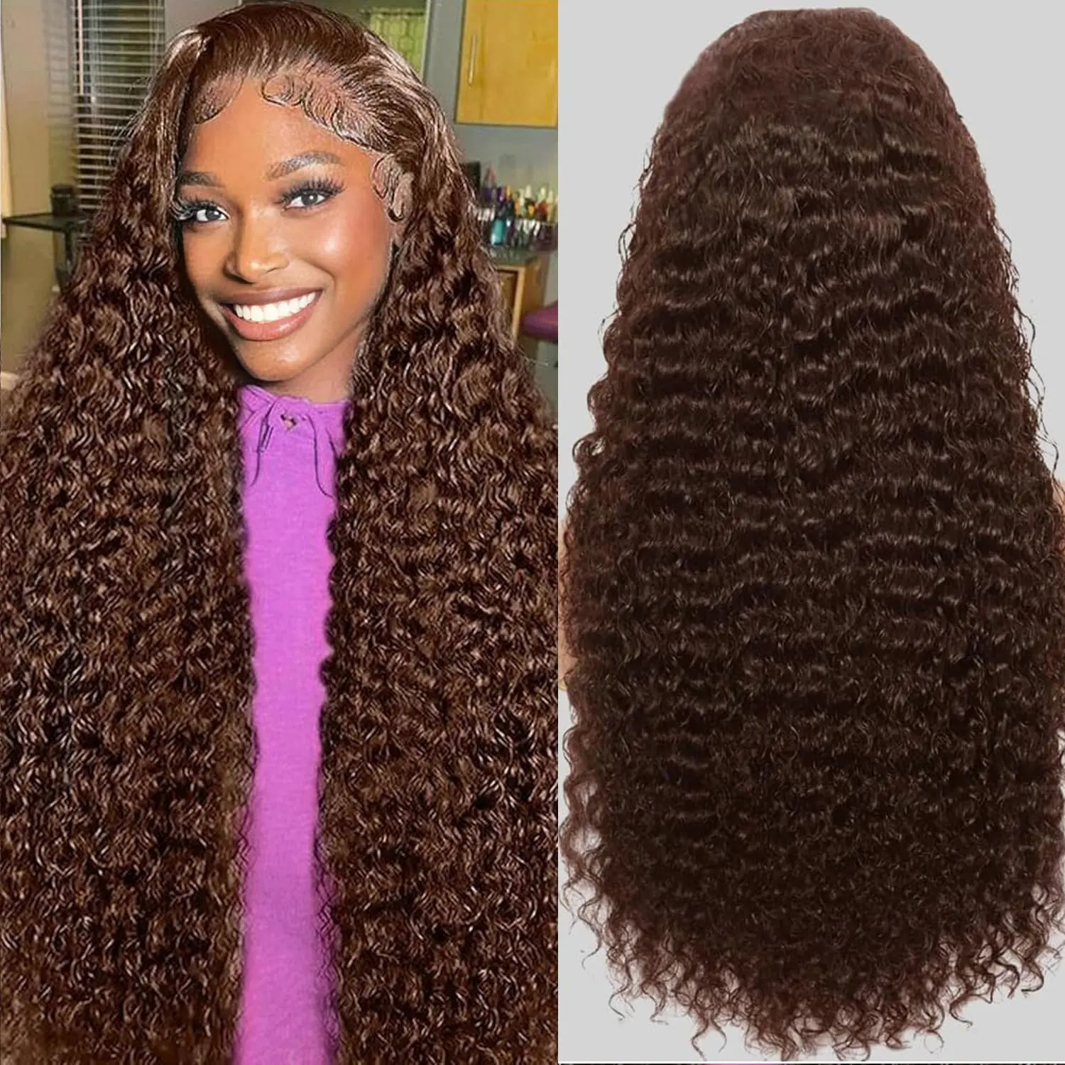 Colorful 30in 13X6 Chocolate Brown Deep Wave HD Transparent Lace Front Wigs Human Hair 99J Red Burgundy Colored Deep Wigs 4/27 Highlight Ombre Human Hair Curly Wigs Black Deep Wigs Pre Plucked With Baby Hair Summervibes