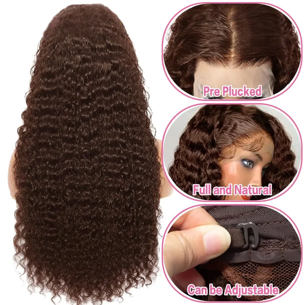 Colorful 30in 13X6 Chocolate Brown Deep Wave HD Transparent Lace Front Wigs Human Hair 99J Red Burgundy Colored Deep Wigs 4/27 Highlight Ombre Human Hair Curly Wigs Black Deep Wigs Pre Plucked With Baby Hair Summervibes