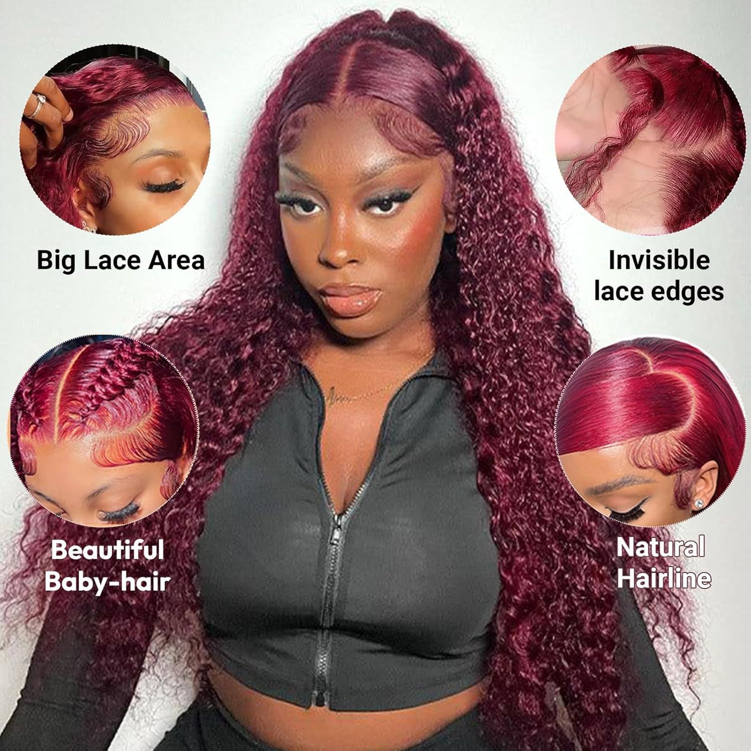 Colorful 30in 13X6 Chocolate Brown Deep Wave HD Transparent Lace Front Wigs Human Hair 99J Red Burgundy Colored Deep Wigs 4/27 Highlight Ombre Human Hair Curly Wigs Black Deep Wigs Pre Plucked With Baby Hair Summervibes
