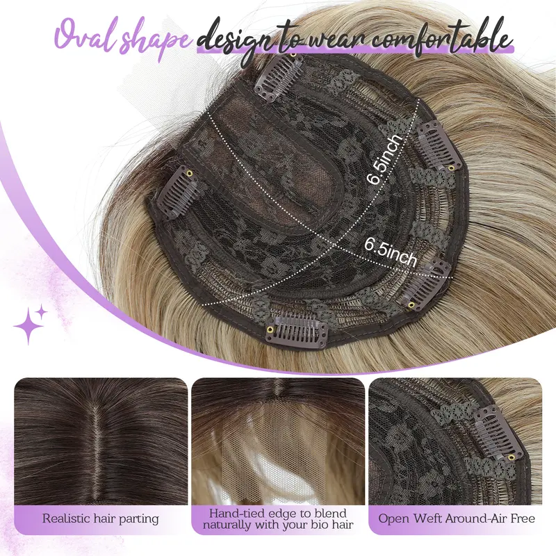 18 Inch Loose Wavy Hair Topper for Women – Lightweight Clip-In Topper with Natural Scalp Look, Seamless Coverage & Volume for Everyday Wear