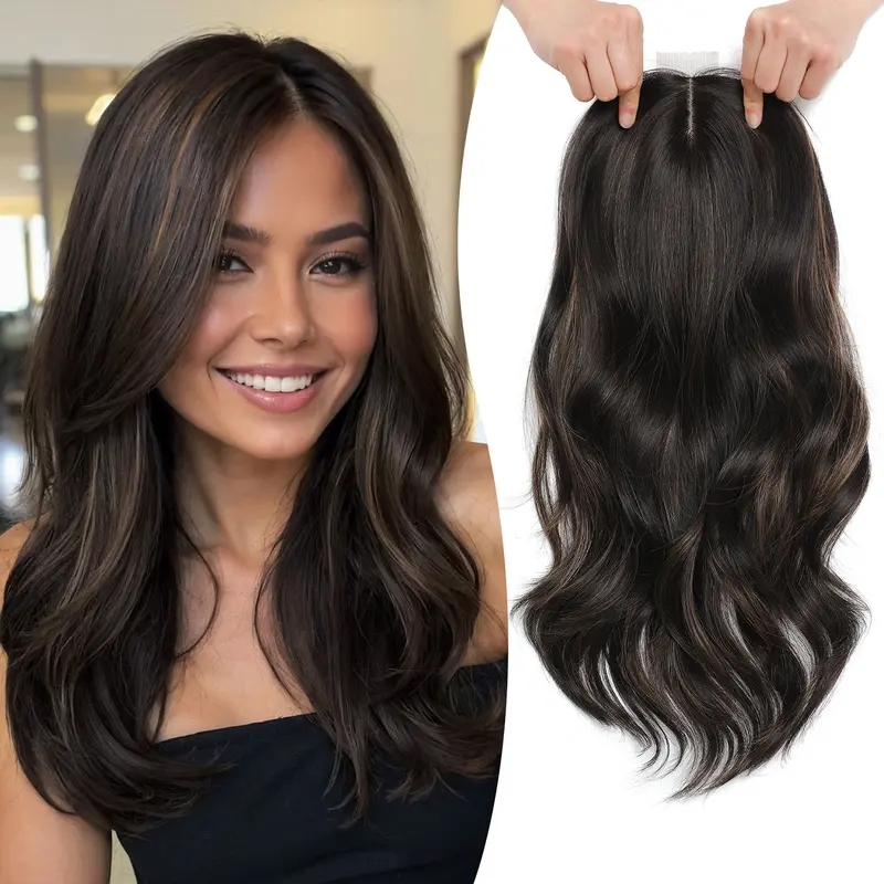 18 Inch Loose Wavy Hair Topper for Women – Lightweight Clip-In Topper with Natural Scalp Look, Seamless Coverage & Volume for Everyday Wear