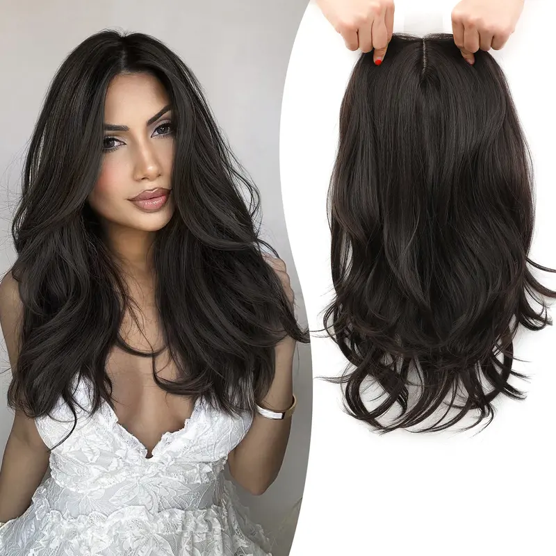 18 Inch Loose Wavy Hair Topper for Women – Lightweight Clip-In Topper with Natural Scalp Look, Seamless Coverage & Volume for Everyday Wear