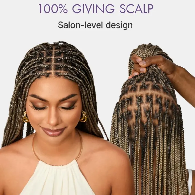 [New Arrival] Salon Braids Super Natural Scalp Full HD Lace Knotless Box Braided Wig Flexi-Fit Invisi Drawstring Cap Miracle Knots Limited Time Offer