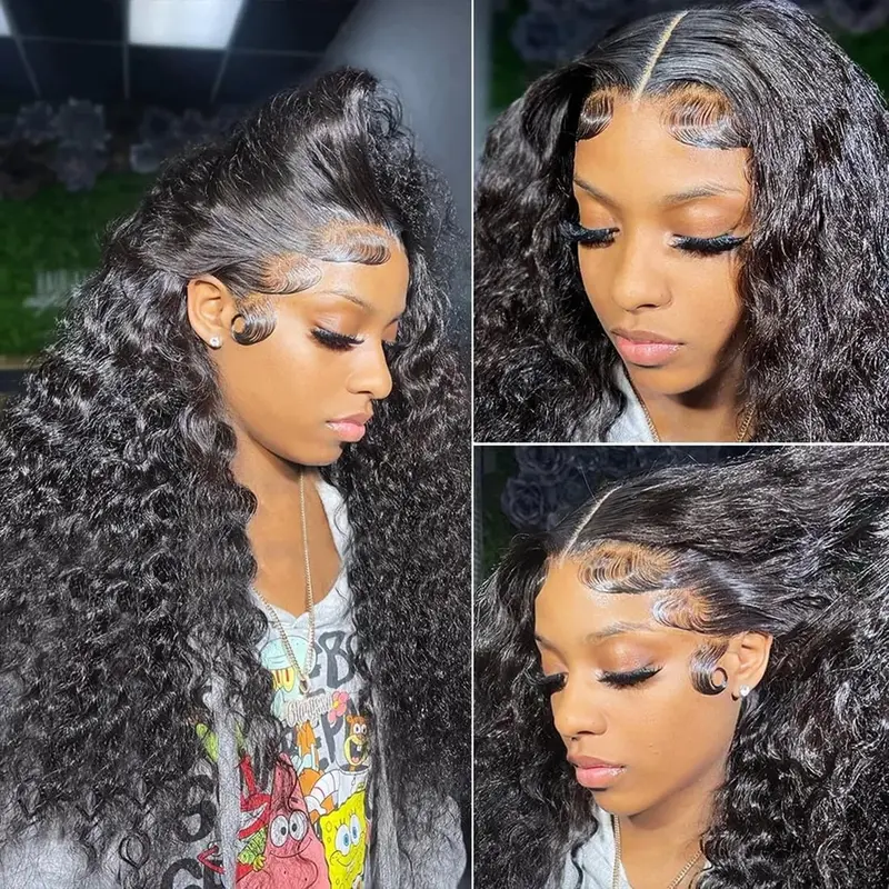 Hair Deep Wave 13x6 Lace Front Wigs Human Hair Pre Plucked 180% Density HD Transparent 13x4 Lace Frontal Wigs For Women Human Hair Lace Front Wigs Deep Curly Lace Front Wig