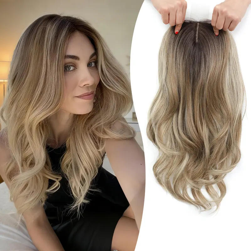 18 Inch Loose Wavy Hair Topper for Women – Lightweight Clip-In Topper with Natural Scalp Look, Seamless Coverage & Volume for Everyday Wear