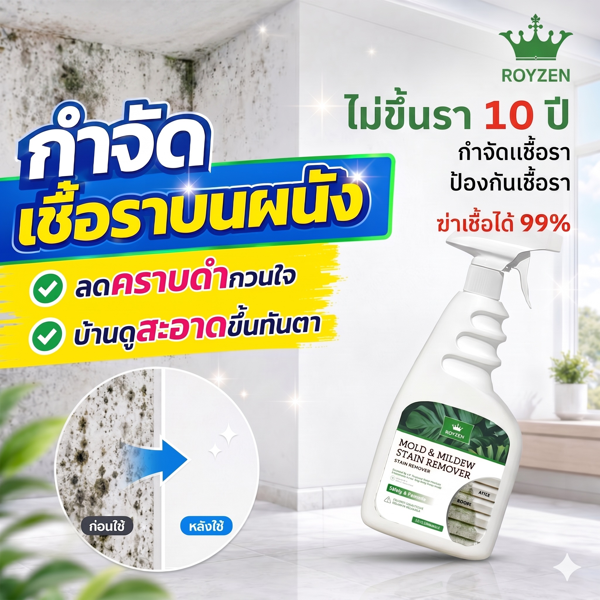 น้ำยาฆ่าเชื้อรา สเปรย์กำจัดเชื้อรา น้ำยาเช็ดเชื้อรา ขจัดเชื้ออราอย่างรวดเร็ว