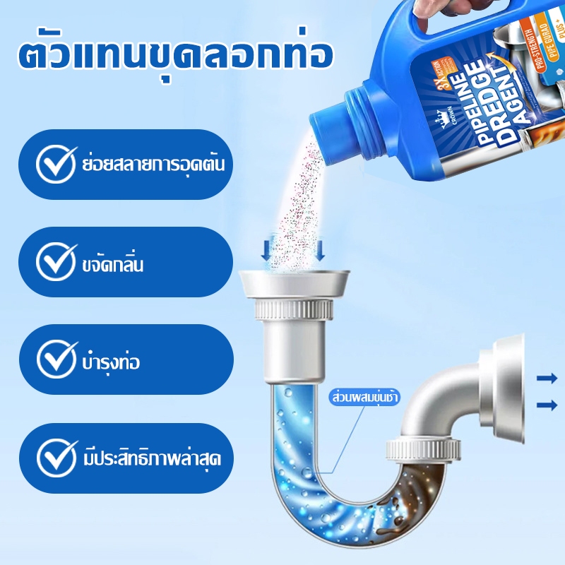 ROYZEN น้ำยาล้างท่อตัน ส้วมตัน ท่อน้ําตัน ผงขจัดท่อตันห้องน้ำ แก้ท่อตัน ล้างท่ออุดตัน อ่างน้ำตัน 500กรัม
