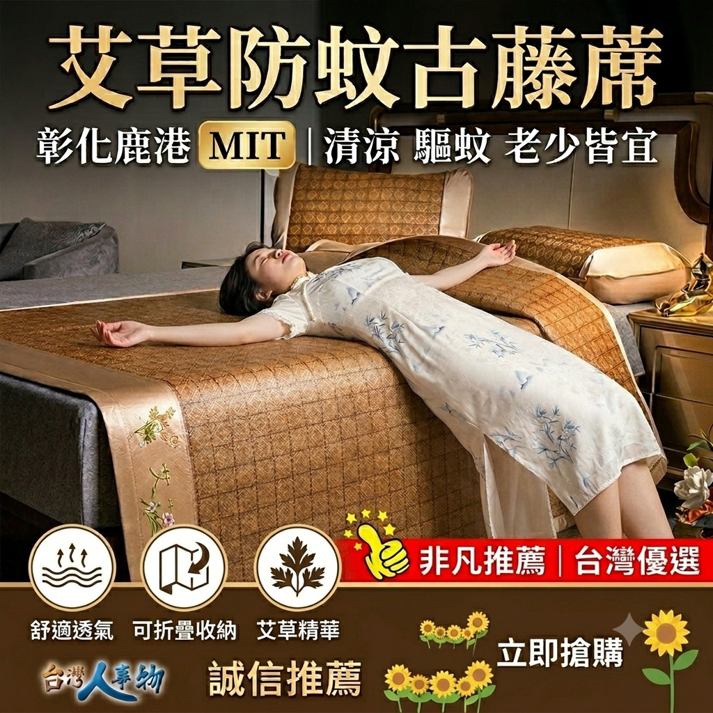 艾草防蚊古藤涼席