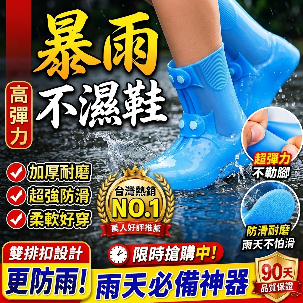 卡扣軟矽膠雨鞋套