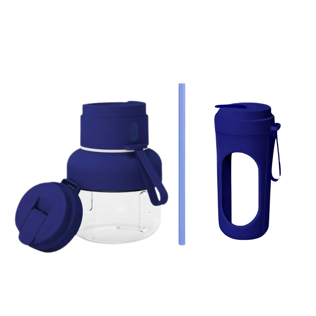  Electric Juicer-850ml+450ml Dual Cups Blue