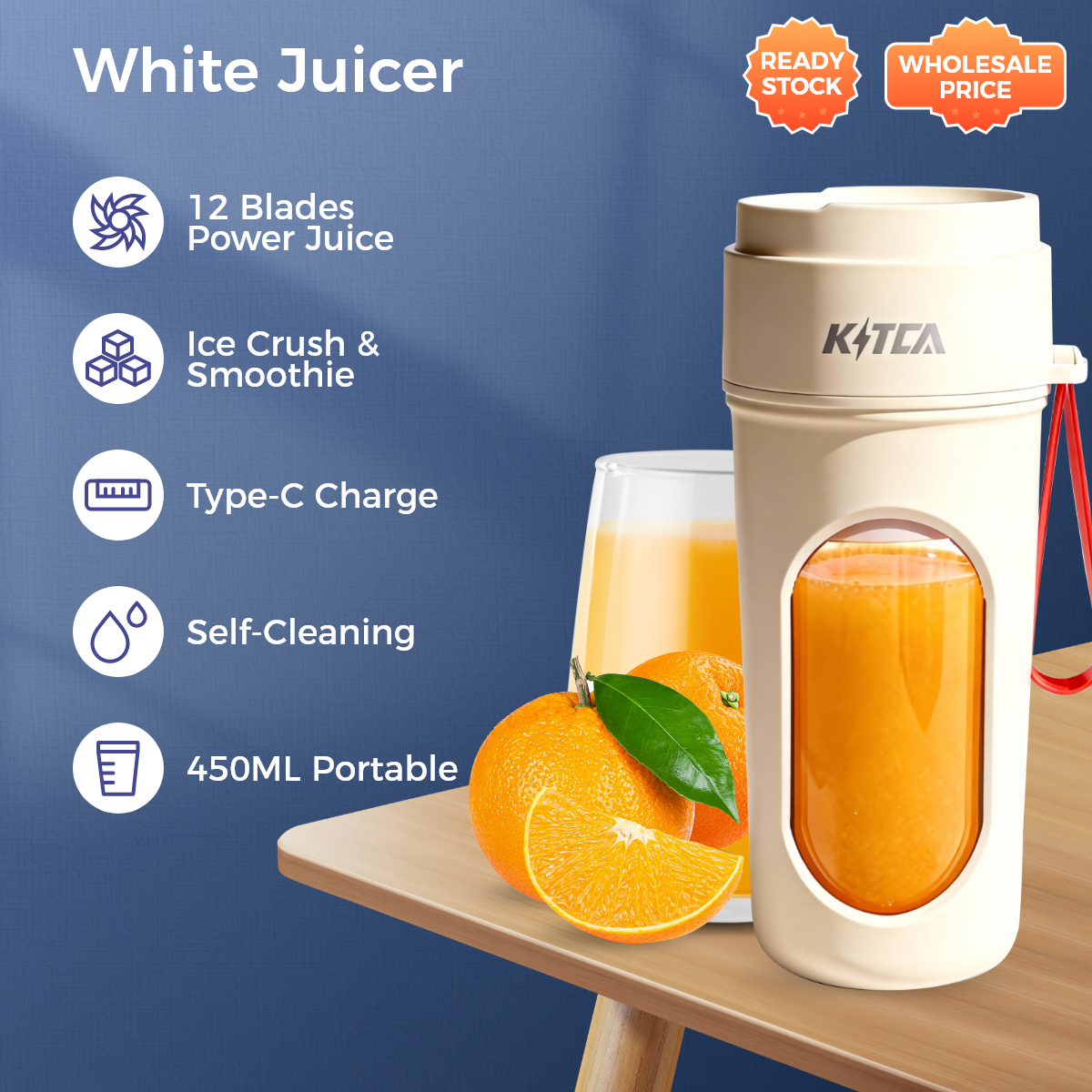  Electric Juicer-450ml Orange