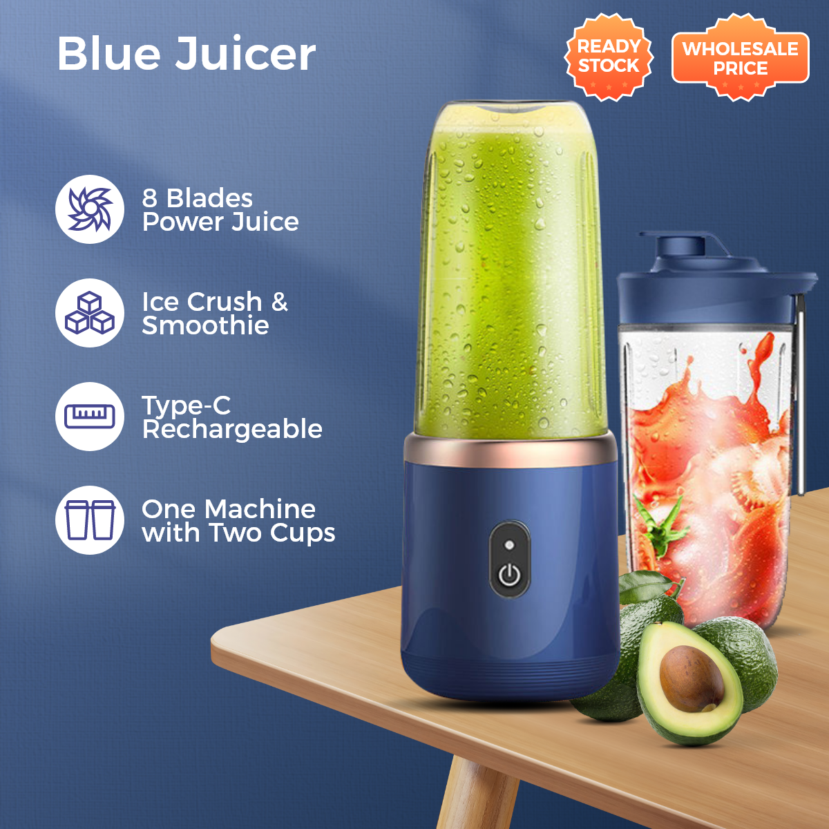 Electric Juicer-400ml Blue