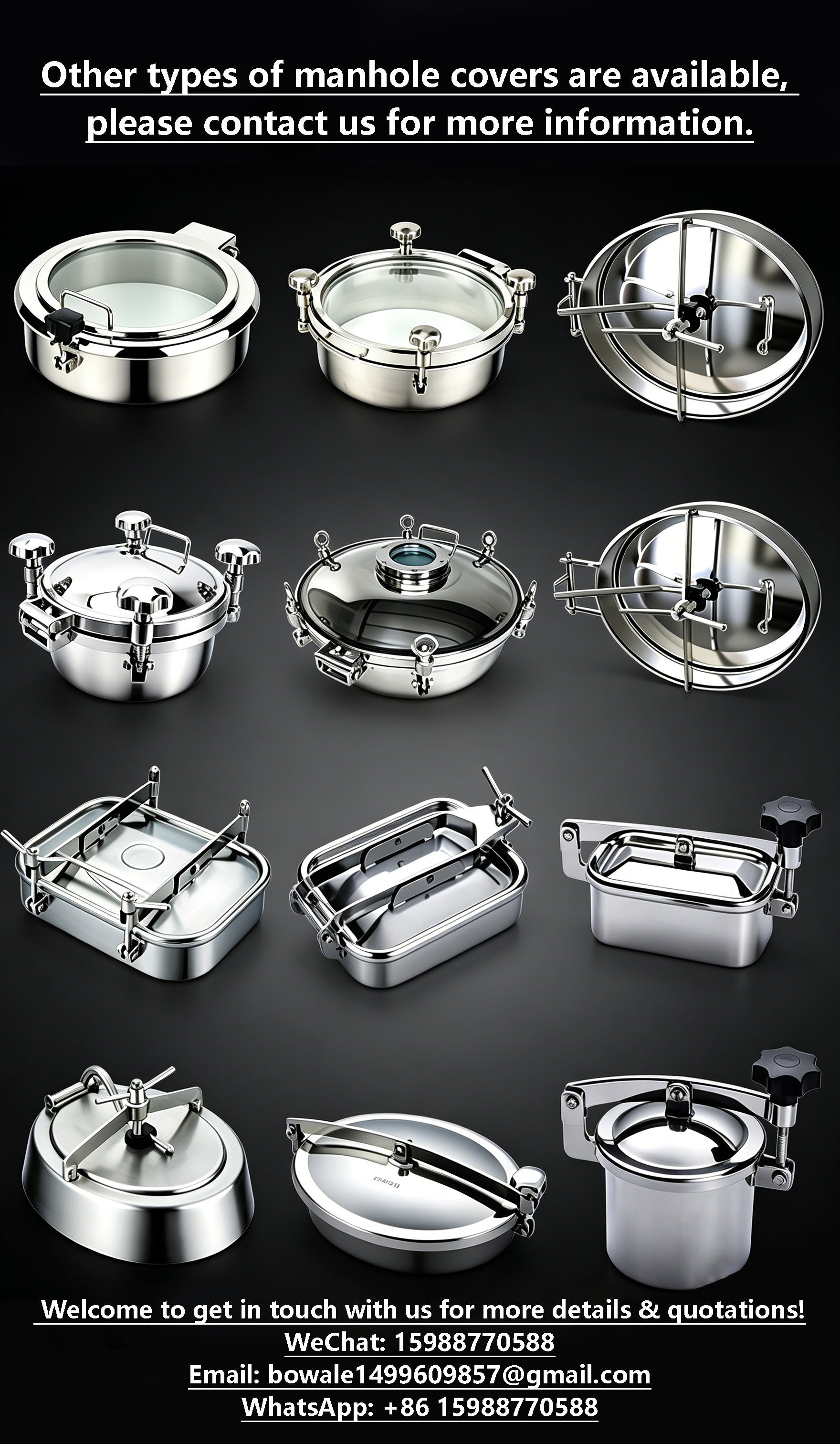 English: Stainless Steel Round Pressure Manhole Cover