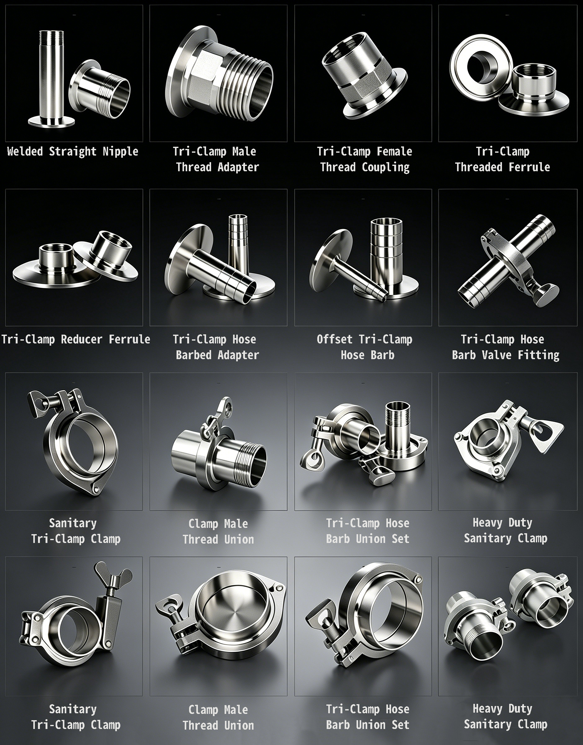 Food Grade 304/316L Stainless Steel Sanitary Pipe Fittings & Clamps