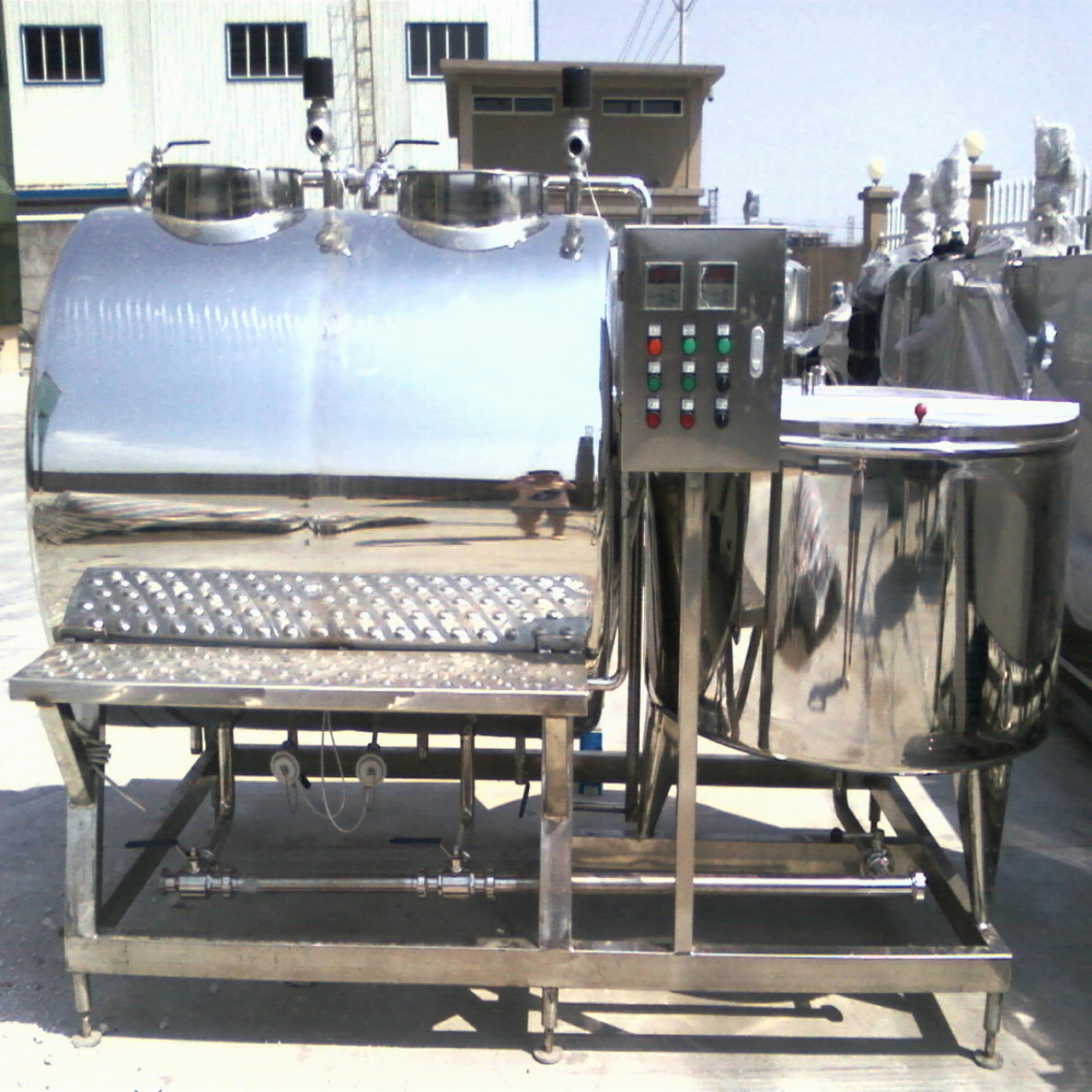 Semi-Automatic Integrated 3-Tank CIP Cleaning Unit, Combined Acid Tank, Alkali Tank & Hot Water Tank All-in-One CIP Fluid Processing Equipment