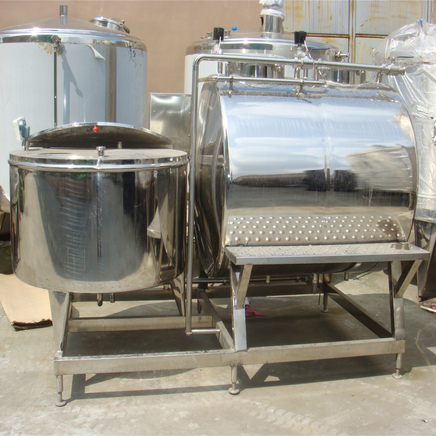 Semi-Automatic Integrated 3-Tank CIP Cleaning Unit, Combined Acid Tank, Alkali Tank & Hot Water Tank All-in-One CIP Fluid Processing Equipment