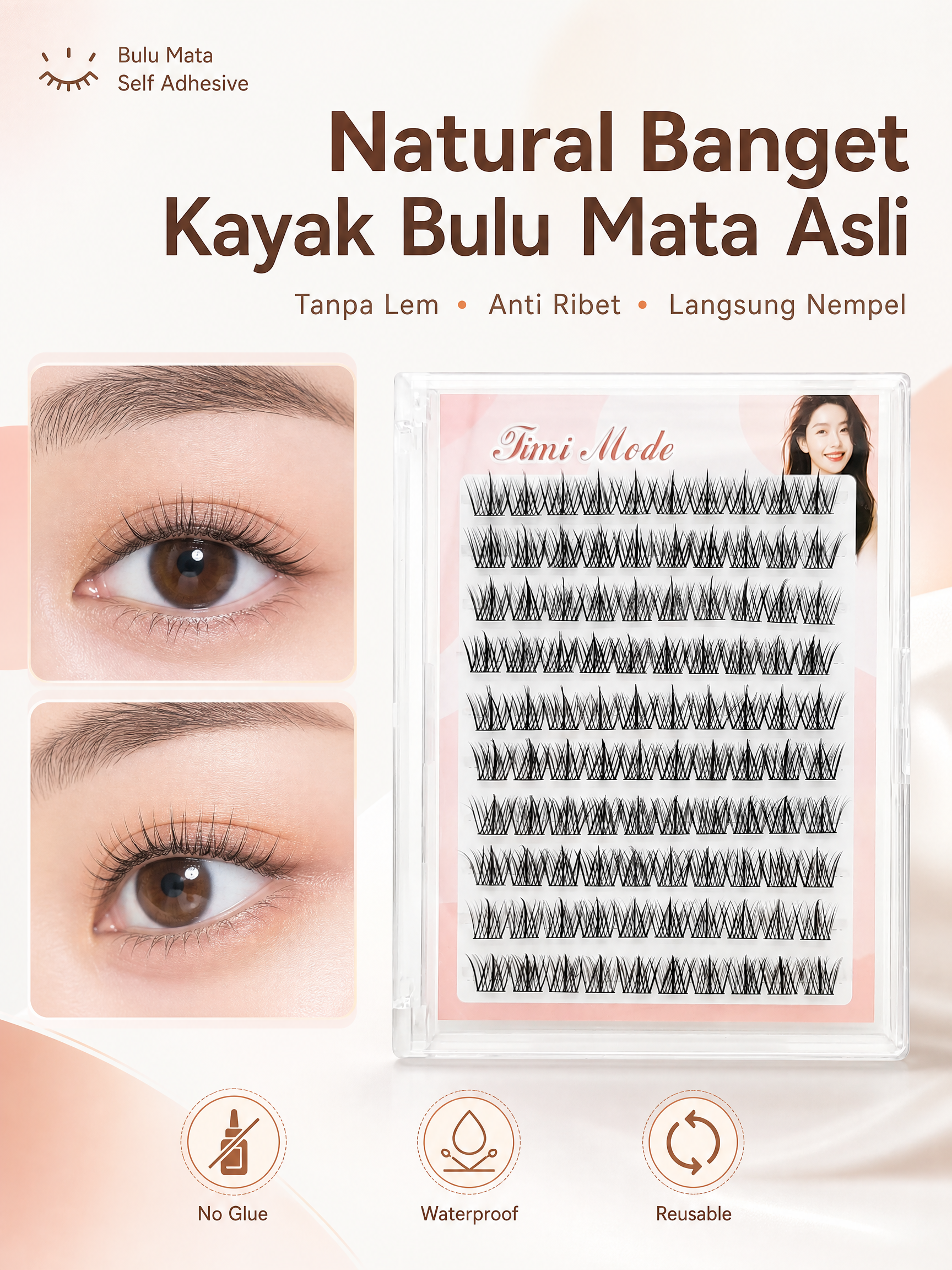DIOKISS BEAUTY Sunflower/IDOL Bulu Mata Tanpa Lem,Bulu Mata Palsu Pemula Bebas Lem, Tidak Perlu Menggunakan Lem, 3 Detik Pasang, Cantik Seharian