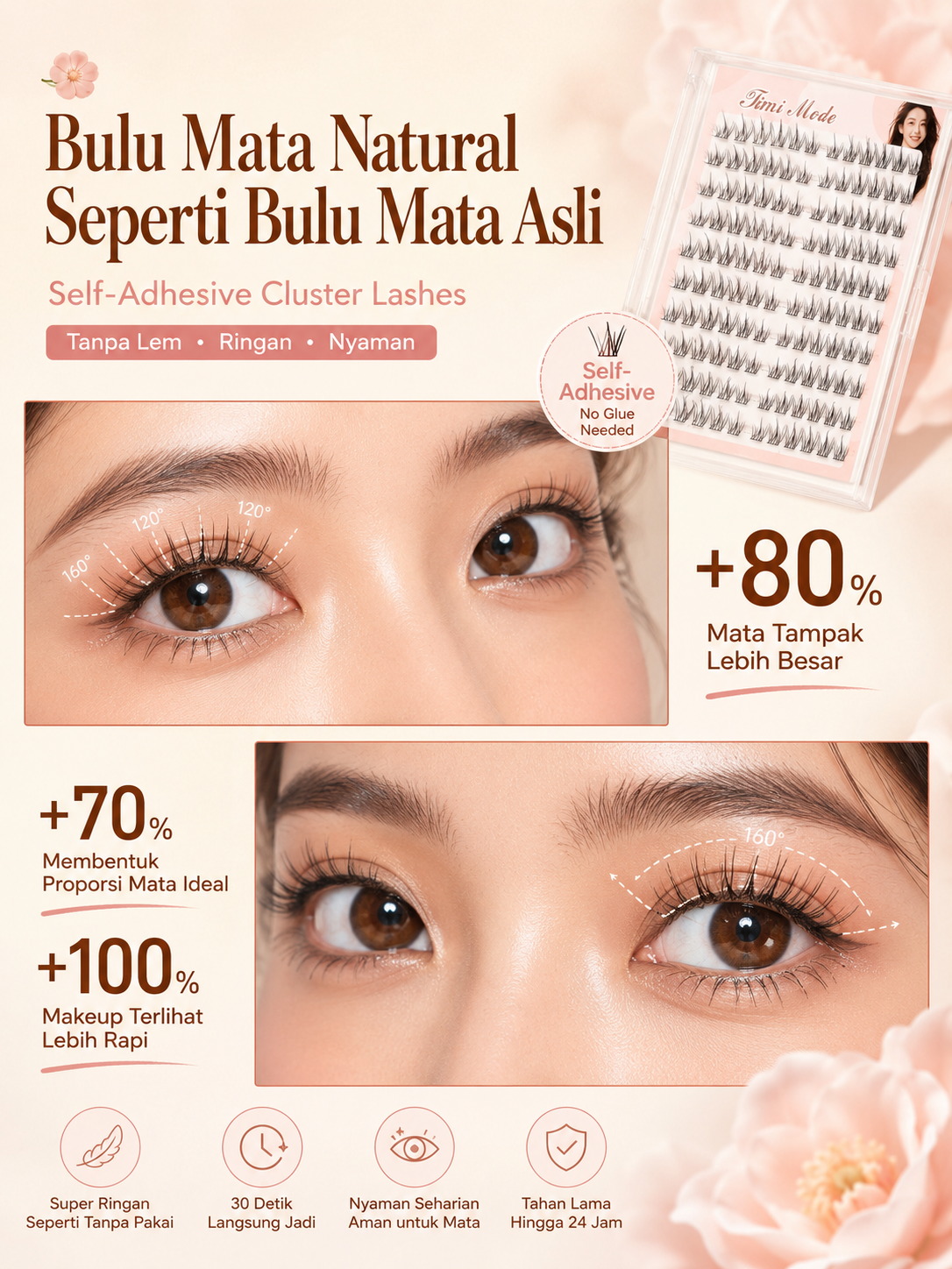 DIOKISS BEAUTY Sunflower/IDOL Bulu Mata Tanpa Lem,Bulu Mata Palsu Pemula Bebas Lem, Tidak Perlu Menggunakan Lem, 3 Detik Pasang, Cantik Seharian