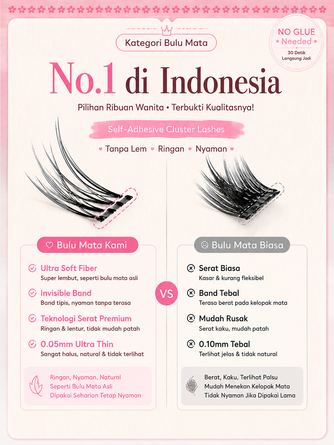 DIOKISS BEAUTY Sunflower/IDOL Bulu Mata Tanpa Lem,Bulu Mata Palsu Pemula Bebas Lem, Tidak Perlu Menggunakan Lem, 3 Detik Pasang, Cantik Seharian