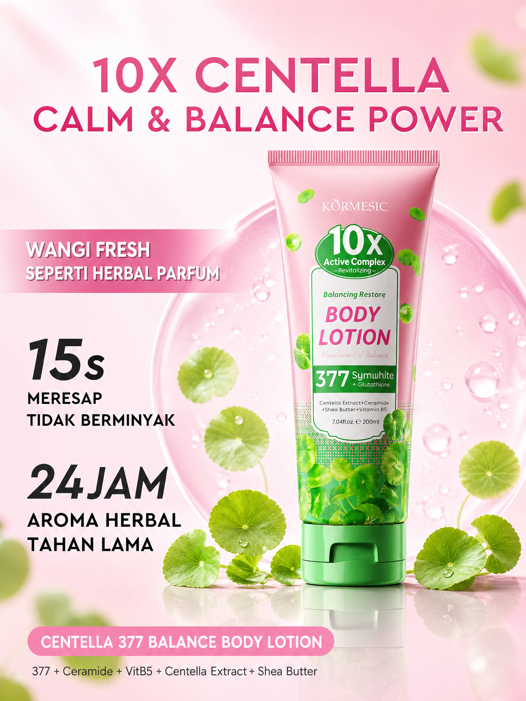 Kormesic 10X Booster Body Lotion Mencerahkan Kulit Belang & Kusam + Tone Up 10% Niacinamide BPOM