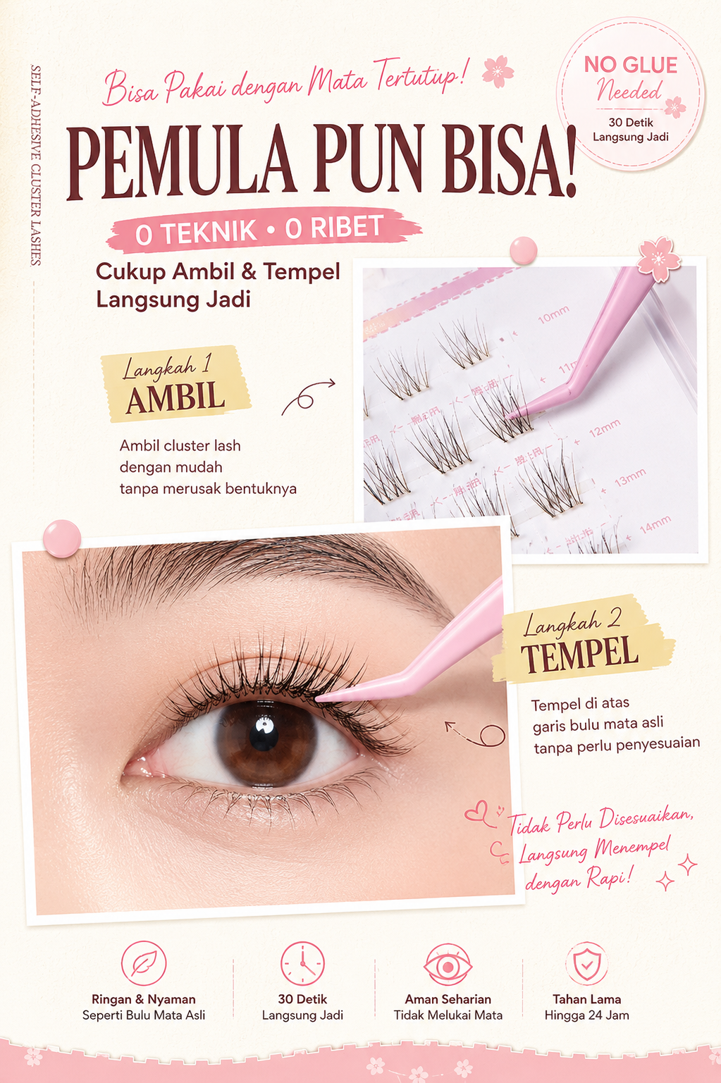 DIOKISS BEAUTY Sunflower/IDOL Bulu Mata Tanpa Lem,Bulu Mata Palsu Pemula Bebas Lem, Tidak Perlu Menggunakan Lem, 3 Detik Pasang, Cantik Seharian