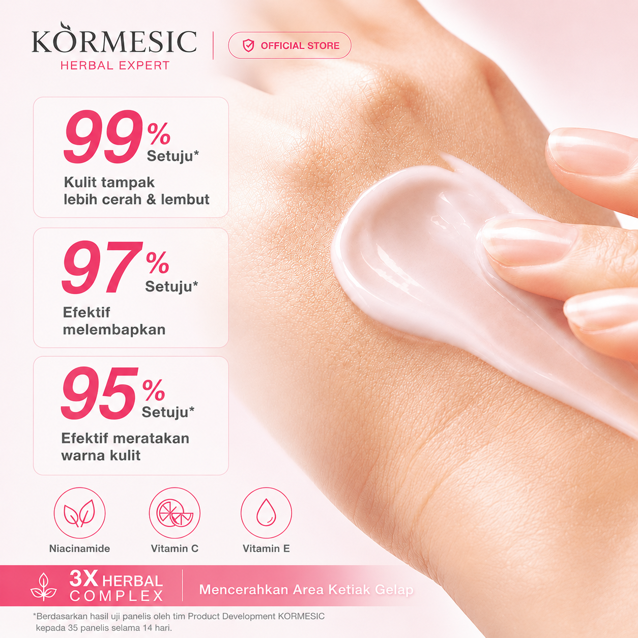 Kormesic Herbal Armpits Whitening Cream 50ml Krim Pemutih Kulit Tubuh Leher Ketiak Dan Selangkangan dan Miss V Pemutih Selangkangan BPOM
