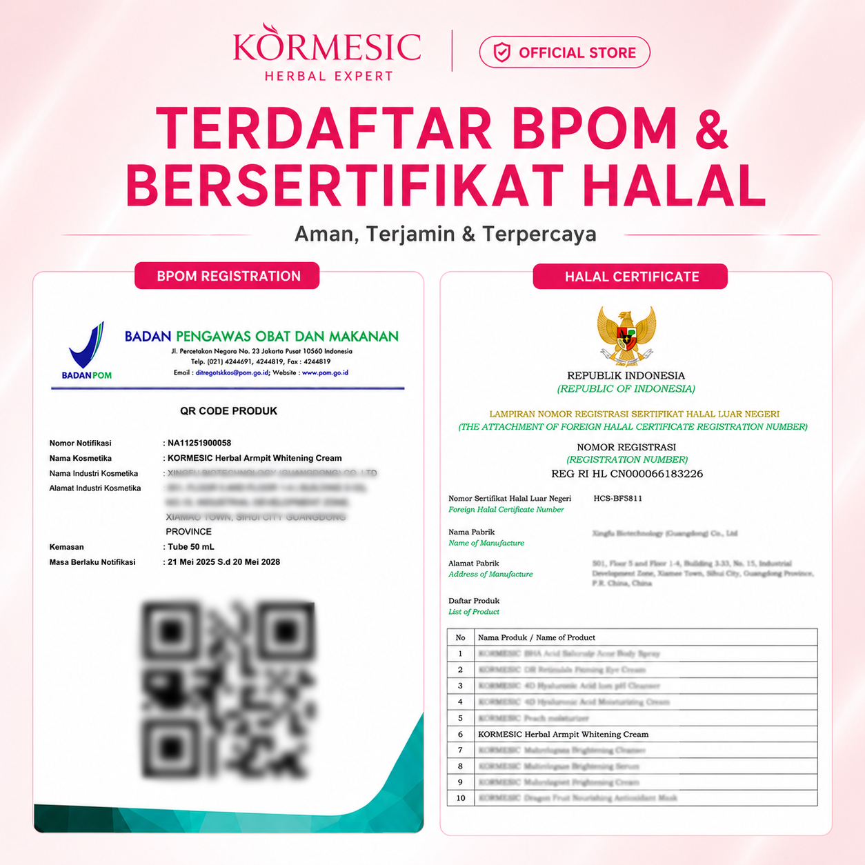 Kormesic Herbal Armpits Whitening Cream 50ml Krim Pemutih Kulit Tubuh Leher Ketiak Dan Selangkangan dan Miss V Pemutih Selangkangan BPOM