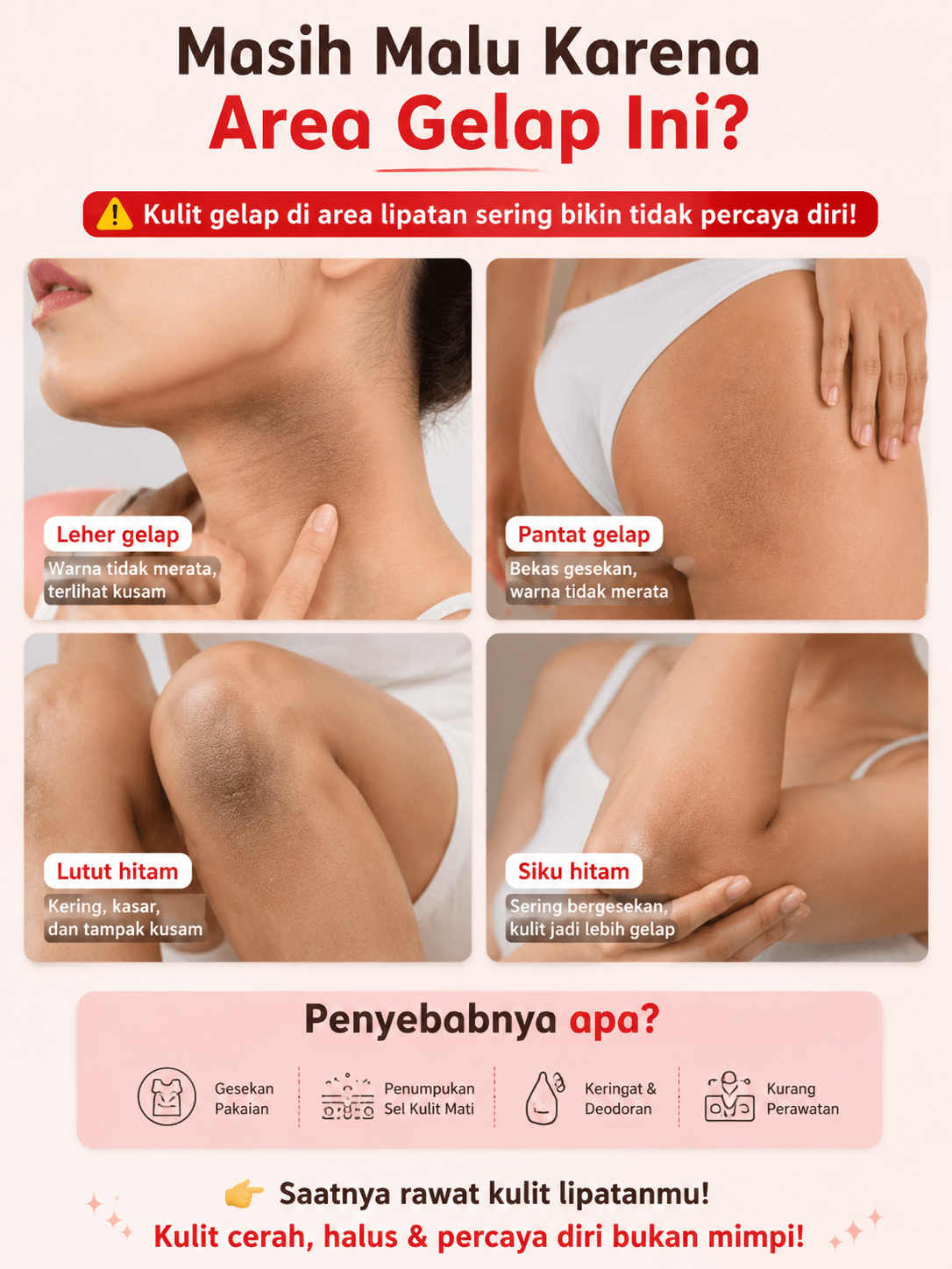 Kojic Acid Pemutih Ketiak Pemutih Selangkangan 50ml Memutihkan Ketiak dan Leher Pantat Pemutih Lutut Hitam Dan Siku,Krim Pencerah Lipatan Kusam