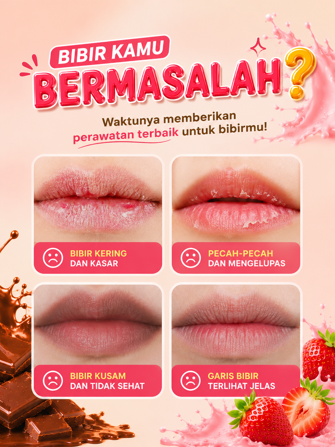 Lip Balm Pelembab Bibir Kering & Pecah-Pecah - Serum Masker Pencerah Bibir Hitam Jojoba Oil Petrolatum BPOM