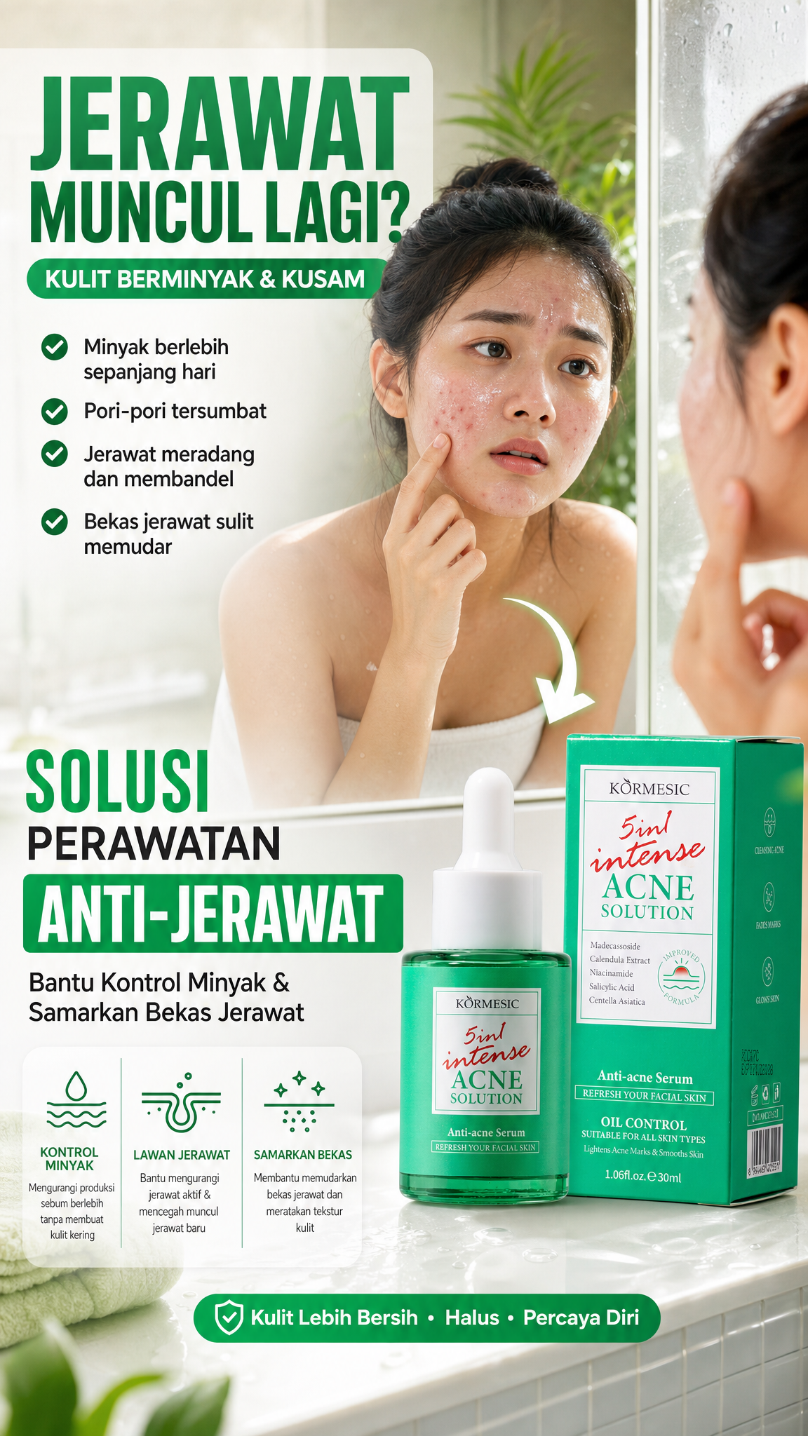 KORMESIC 5in1 Intense Acne Solution Serum - Serum Anti Acne Penghilang Jerawat & Bekas Jerawat