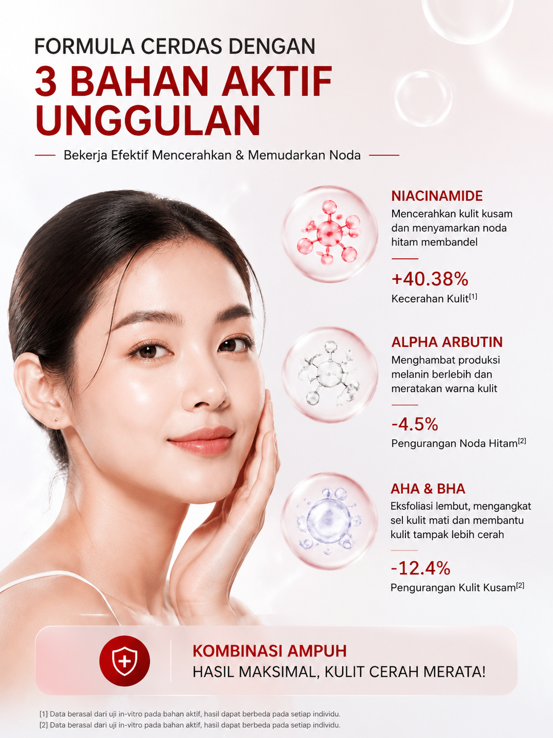 Krim Penghilang Flek Hitam Membandel & Bekas Jerawat - Whitening Spot Lightening Cream Niacinamide Alpha Arbutin AHA BHA BPOM Mencerahkan Kulit Kusam