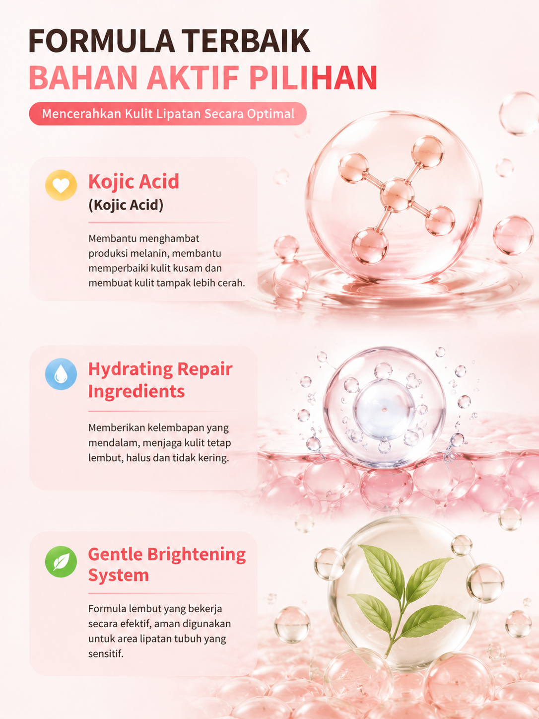 Kojic Acid Pemutih Ketiak Pemutih Selangkangan 50ml Memutihkan Ketiak dan Leher Pantat Pemutih Lutut Hitam Dan Siku,Krim Pencerah Lipatan Kusam